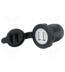 USB car charger with cover (2 x 2,4 A).