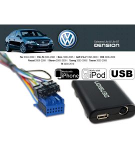 Dension adapter USB, iPhone, AUX (replaces CD changer) for VW (->2014). GWL3VW1