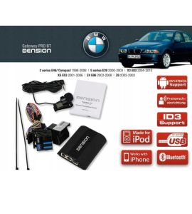 Dension adapter USB, iPhone, AUX with Bluetooth (replaces CD changer) for BMW 3, 5, X3, X5 series (->2006). GWP1BM4