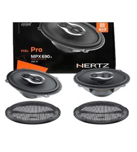 Hertz MPX 690.3 coaxial speakers (164x235 mm).
