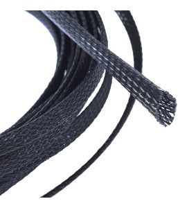 Expandable braided cable sleeving (Black, 12.0 mm). 