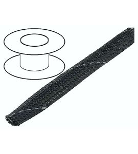 Expandable braided cable sleeving (Black/Gray, 12.0 mm).